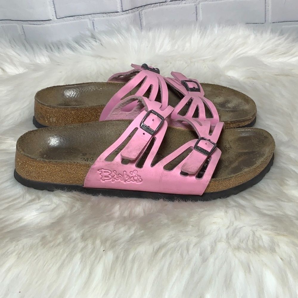 Birki's Pink Leather Strappy Sandals 245 Sz 7 - Picture 4 of 5